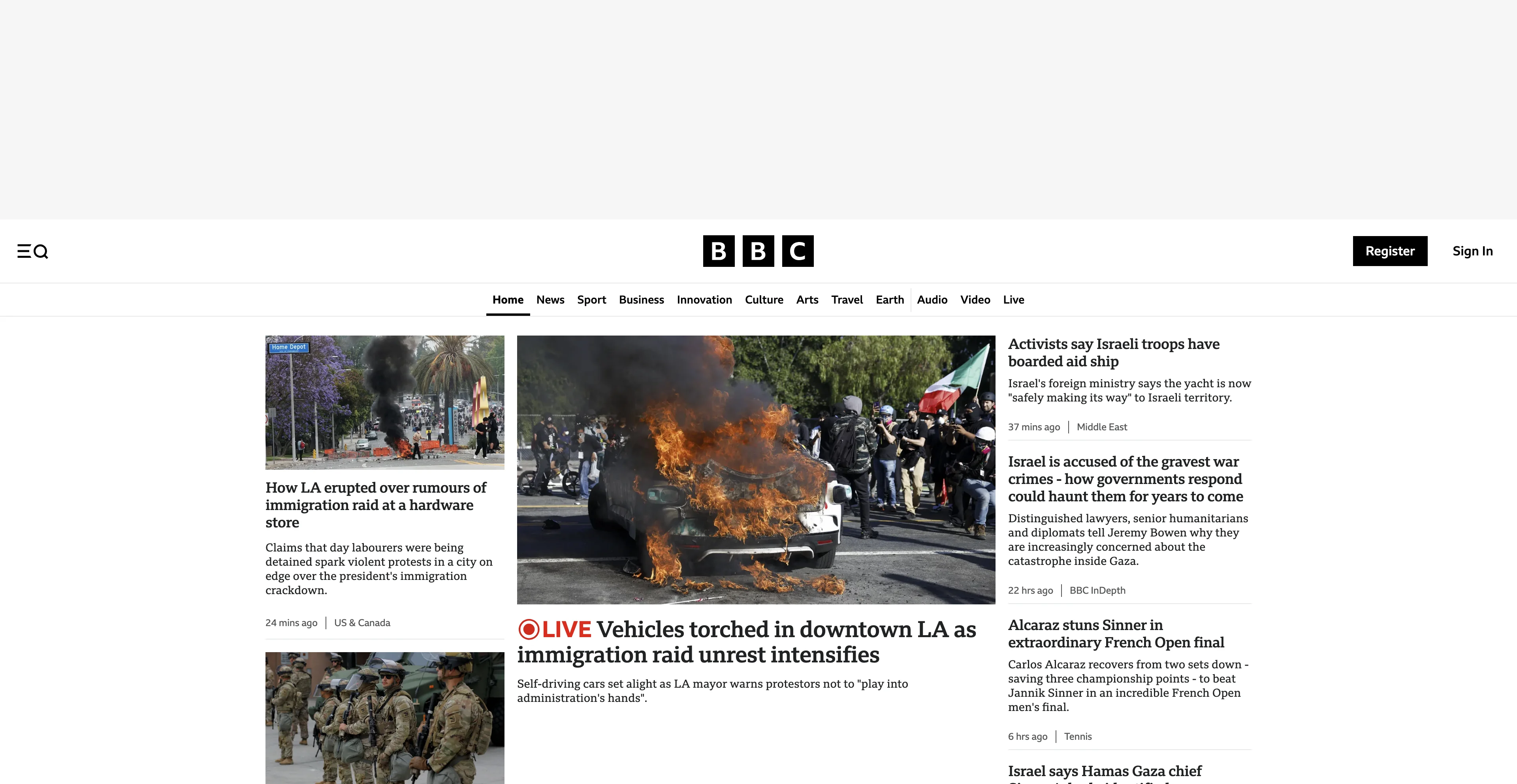 Screenshot of bbc.com